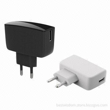 Dual-USB Travel Chargers for PDA/iPad/iPhone/Samsung, 100 to 240V AC Input Voltage